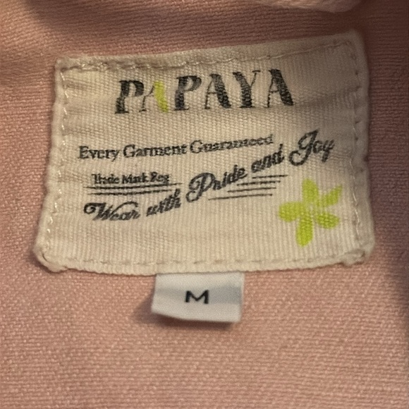 Papaya cropped Pale light pink jean jacket rah hem Sz‎ M cotton spandex - Picture 5 of 6